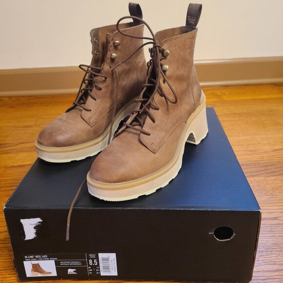 Sorel Shoes - Sorel Hi-Line Heel Lace Up Boots Women's Sz 8.5 Umber Ceramic Suede / Nubuck